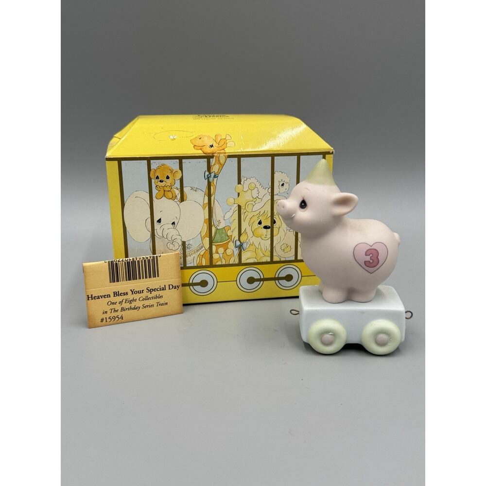 Precious Moments Birthday Train Pig Age 3 Heaven Bless This Special Day 15954
